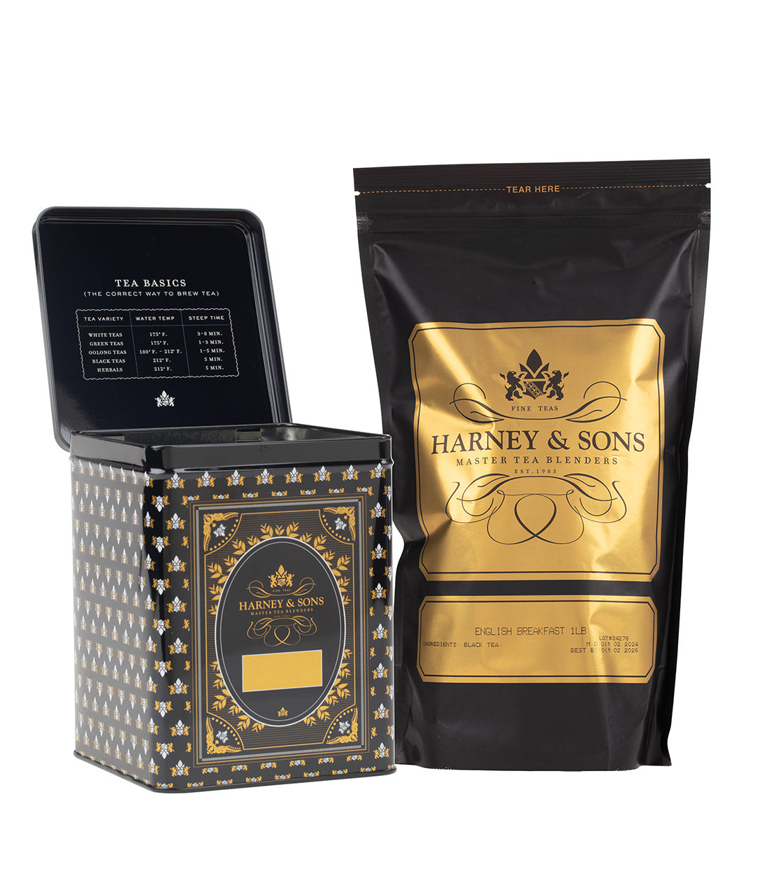 Harney & Sons Hinged Storage Canister ¨C English Breakfast Loose Tea Bundle