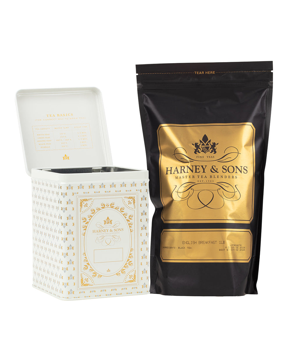 Harney & Sons Hinged Storage Canister ¨C English Breakfast Loose Tea Bundle