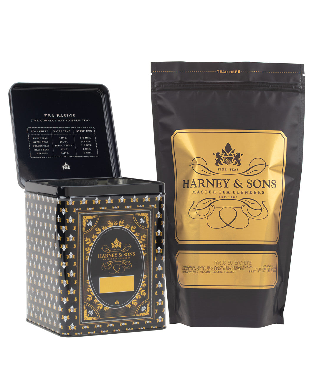 Harney & Sons 50 CT Hinged Canister Bundle - Paris Sachets
