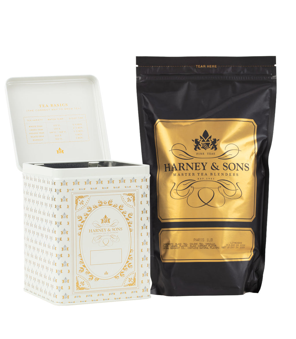Harney & Sons Hinged Storage Canister ¨C Paris Loose Tea Bundle