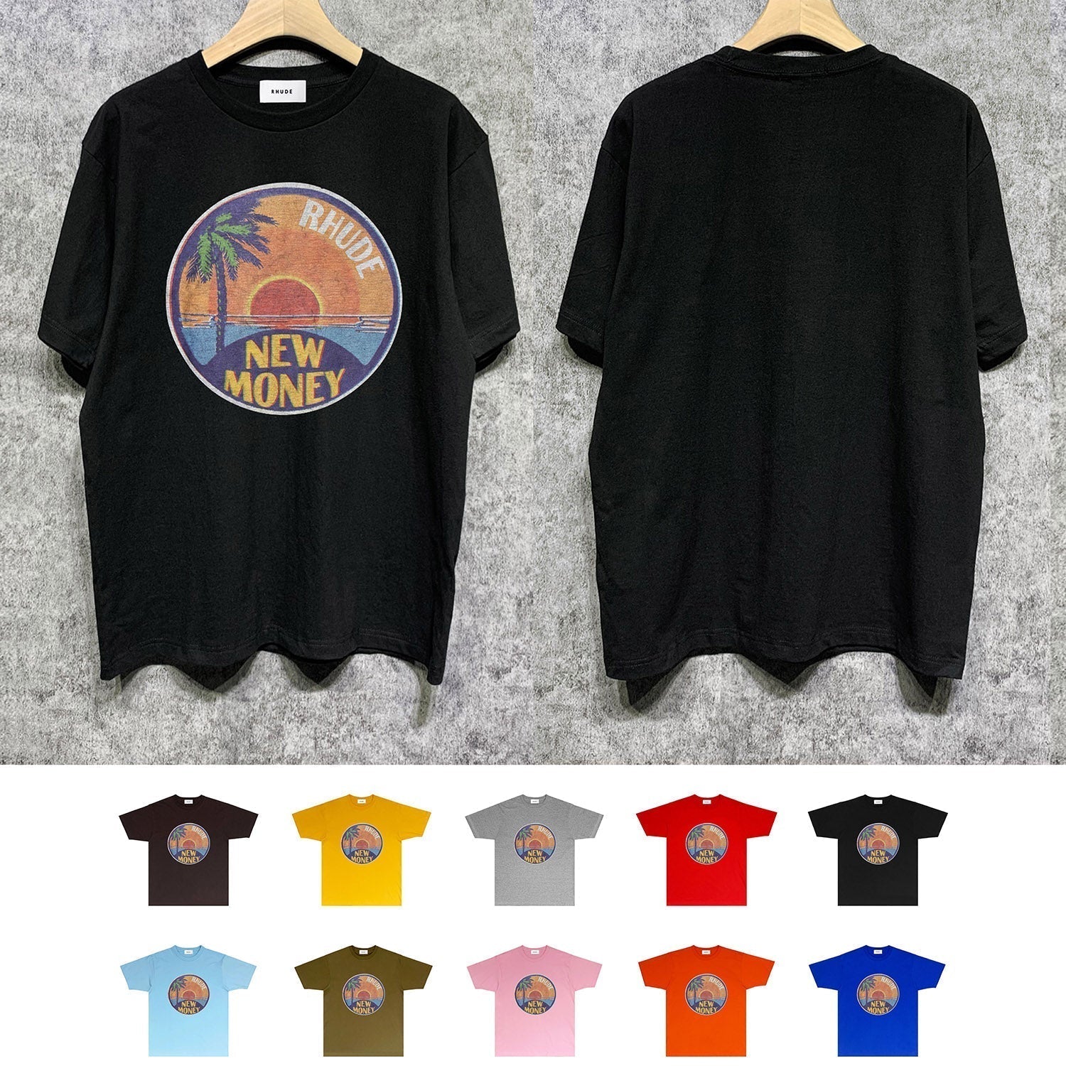 Rhude T-shirts Printed Trendy Pure Cotton