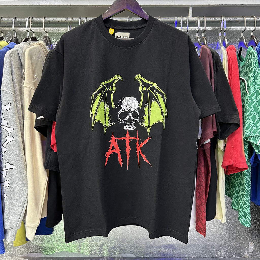 Gallery Dept T-Shirt Demon Skull Bronzing Letter Short Sleeve T-Shirt